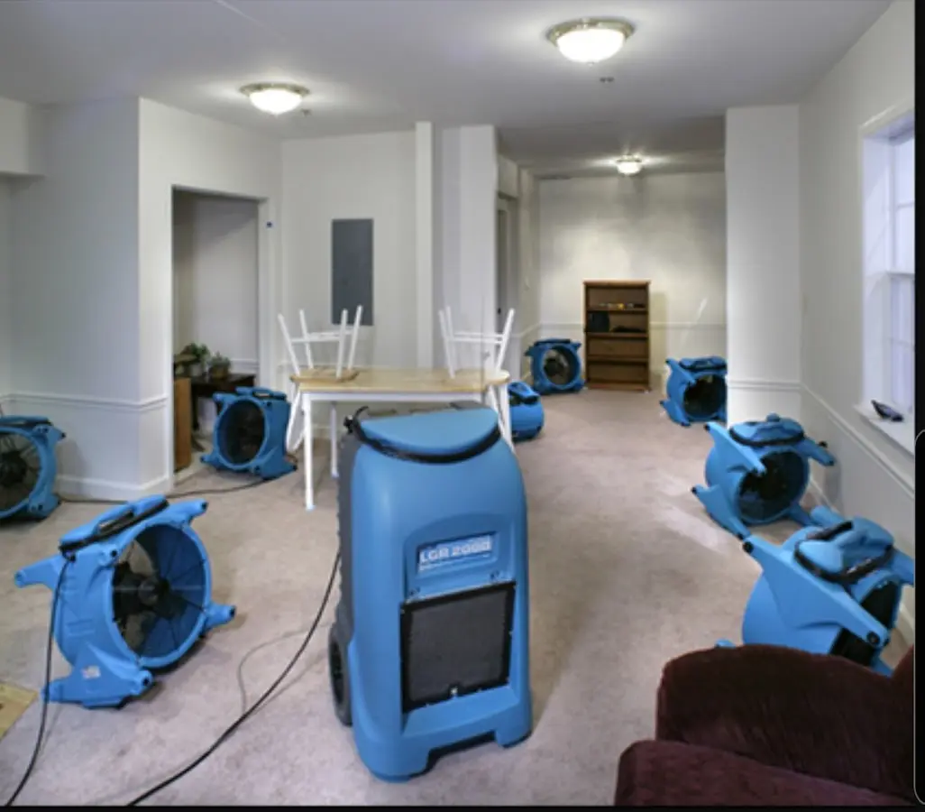 Air movers and dehumidifier setup for Water Damage Restoration in Kahaluu-Keauhou