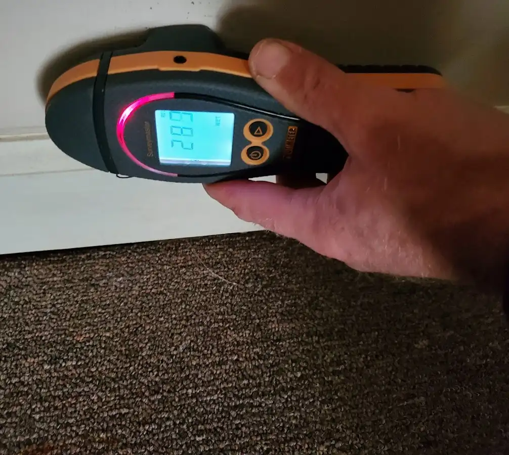 Moisture detection at baseboard during Burst Pipe Cleanup in Kahaluu-Keauhou